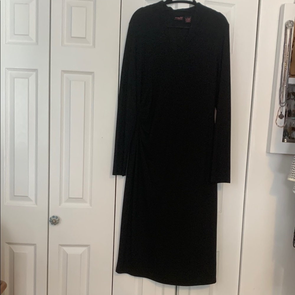 Spiegel Black Long Sleeve Sheath Dress Crew Neck